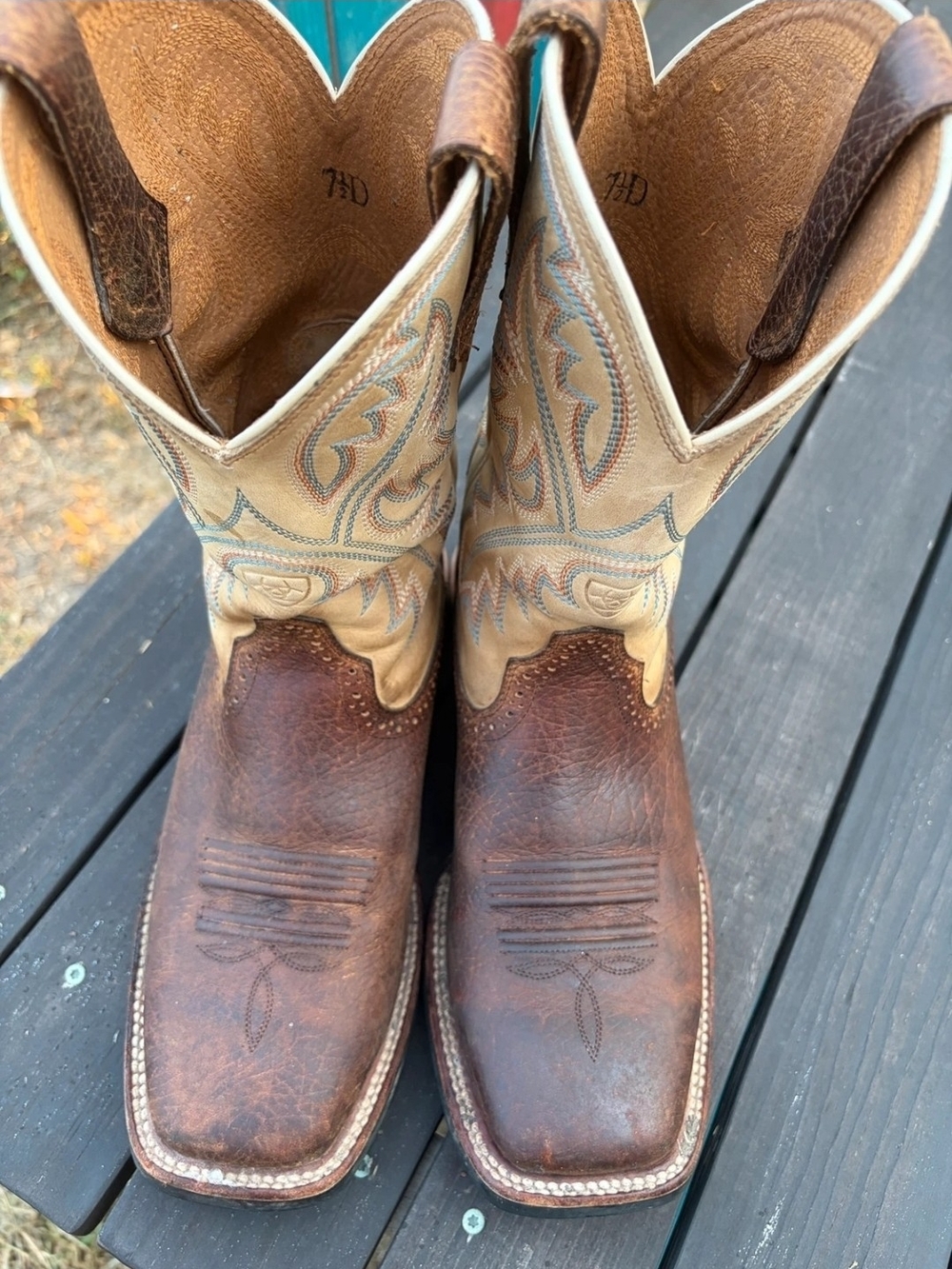 Ariat Brown and Cream Western Cowboy Boots
